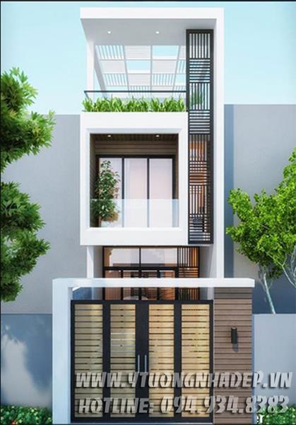 Thiết kế nhà 2 tầng 7x23m sân thượng mái thái của chủ đầu tư chị Linh