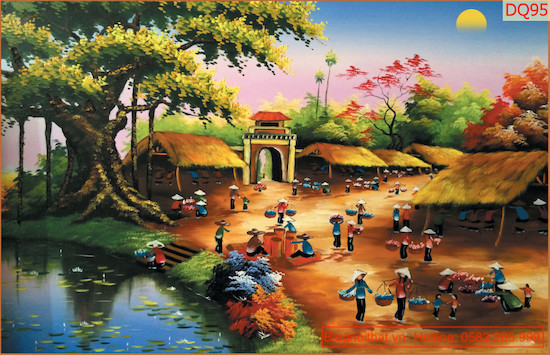 Tranh gạch 3d làng quê